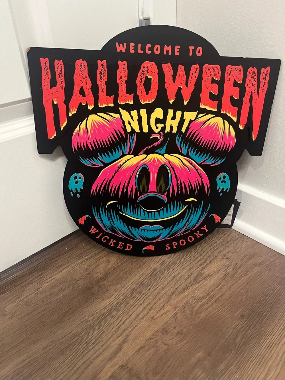 NWT Welcome to Halloween Night Disney World Mickey Mouse light-up sign